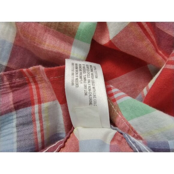 Merona Mens XXL Lightweight Red Plaid Short Sleeve Button Down Casual Shirt - Picture 11 of 12